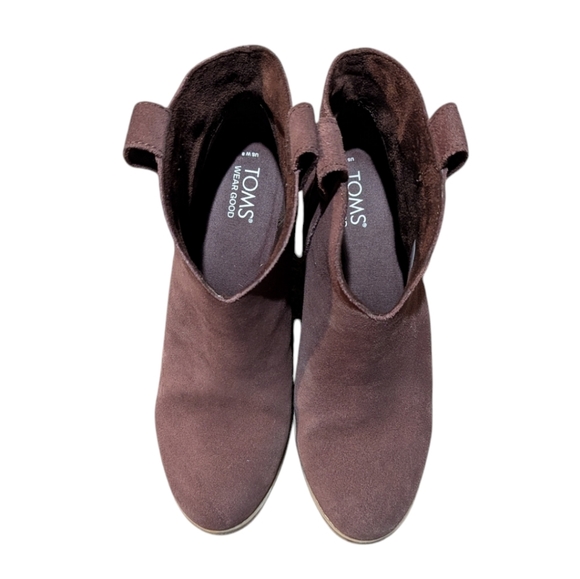 EUC Toms Constance Heeled Boot Chestnut Brown Suede size 8 Western Boho - Picture 6 of 8